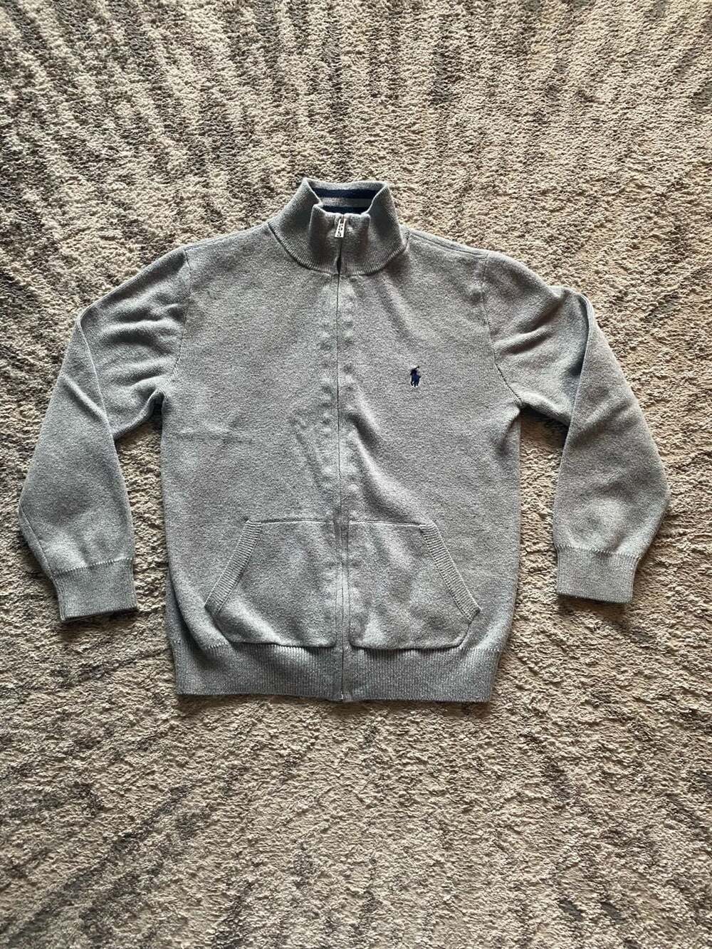 Polo Ralph Lauren Full Zip Sweater Size 7 (youth) Gray Pony Logo Embroidered